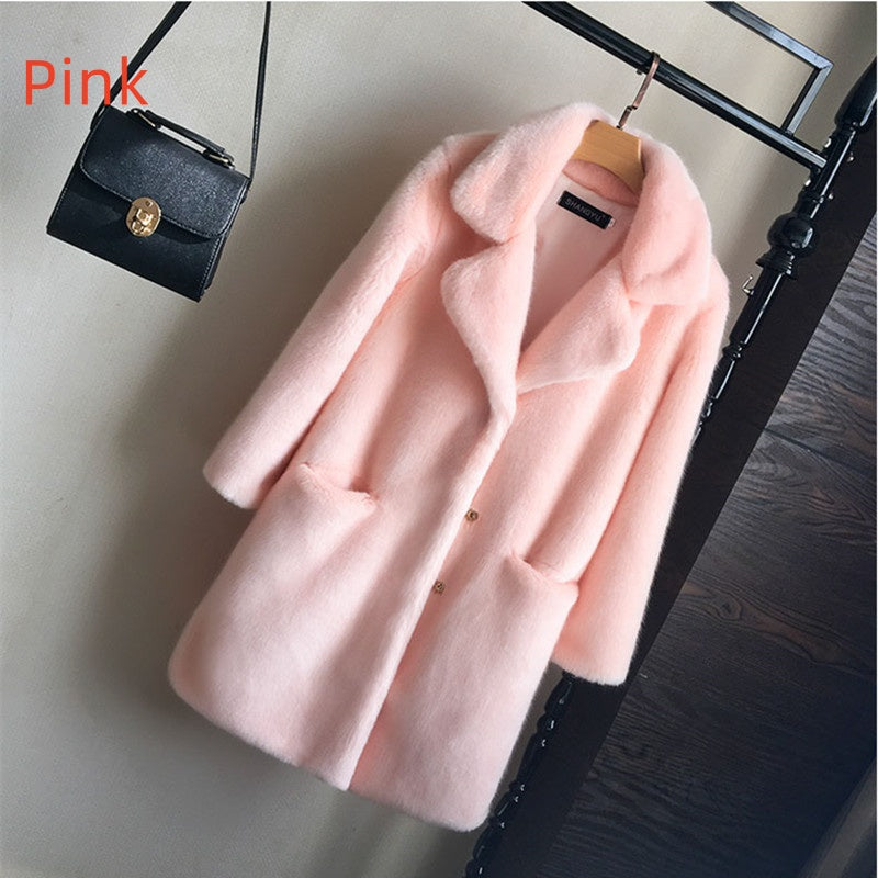 Faux fur mink  women mid-length women's coat