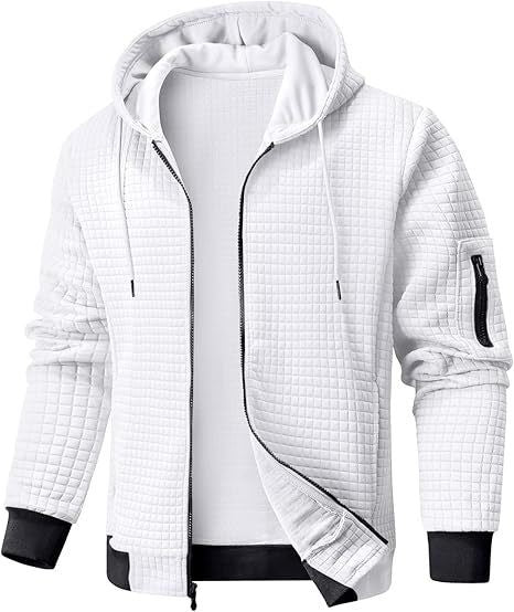 Mens Solid-Color Lightweight Hooded Casual Sweatshirt