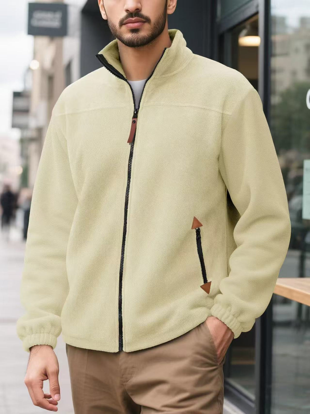 Men's Fleece-Lined Thermal Zip-Up Sports Hoodie