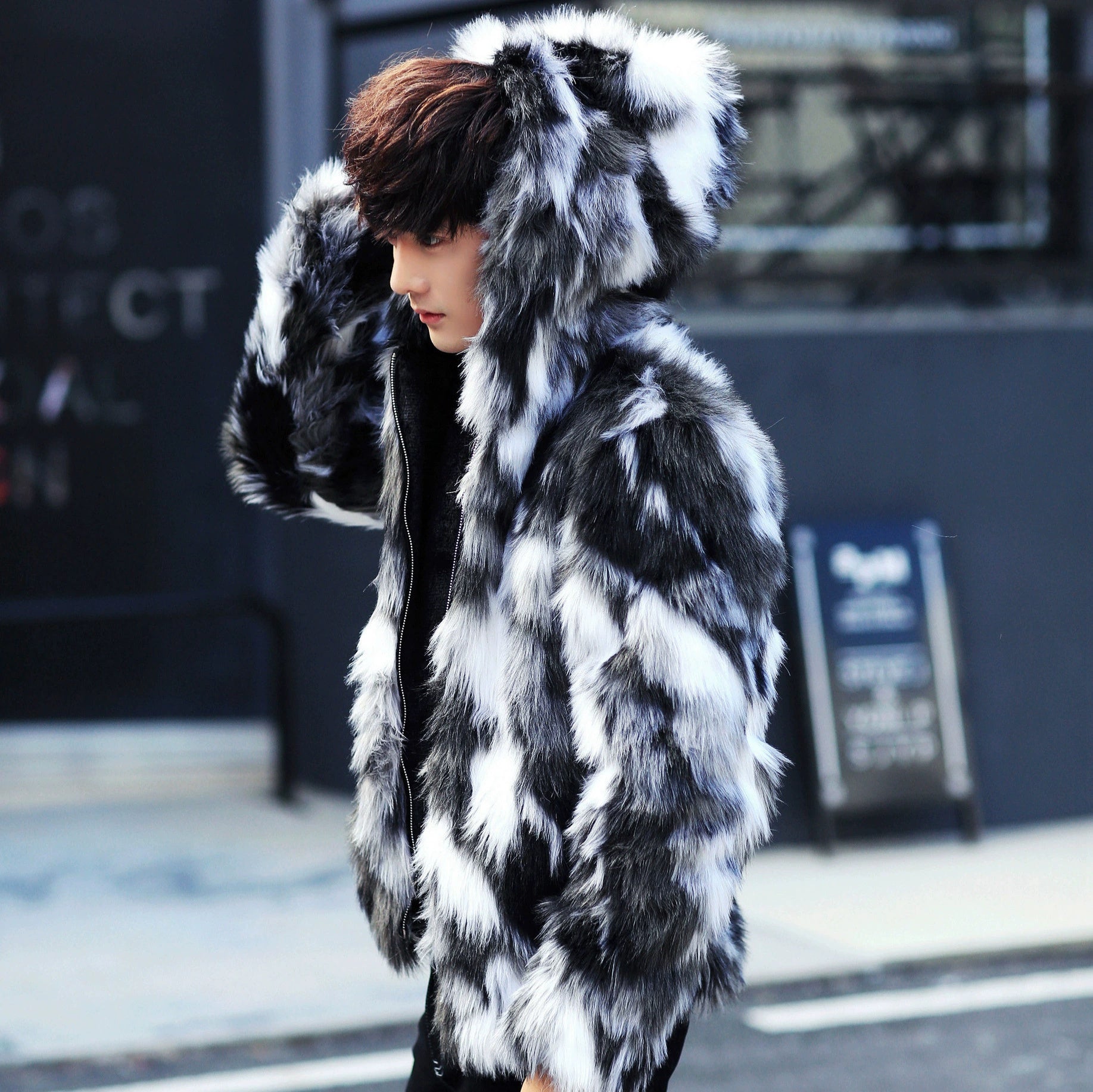 Men's Faux Leather Warm Coat Handsome Thickened