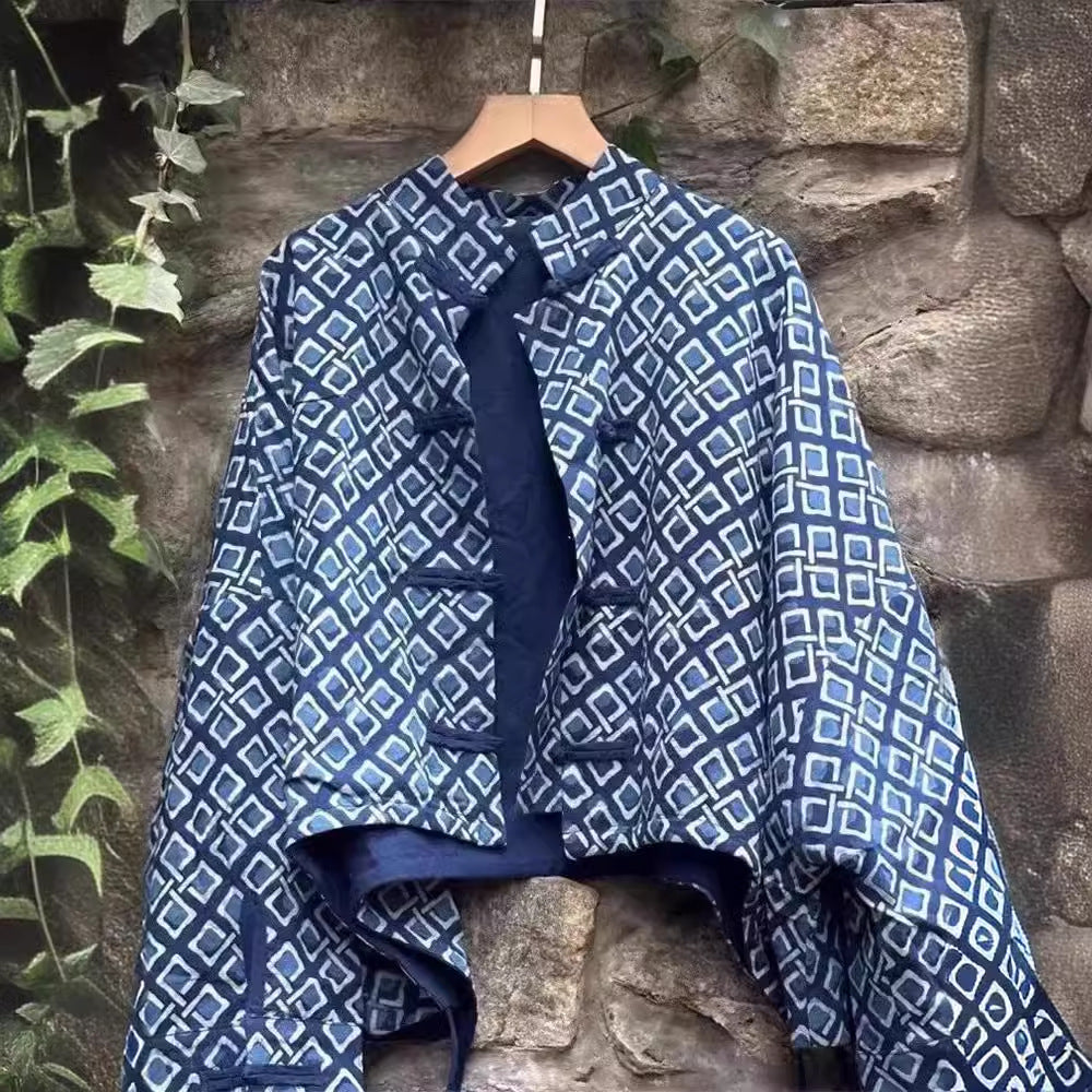 Chinese-style Diamond-patterned Jacket For Women