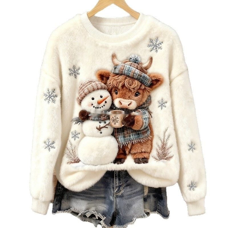 Christmas-themed Flannel Hoodie With Autumnwinter Prints